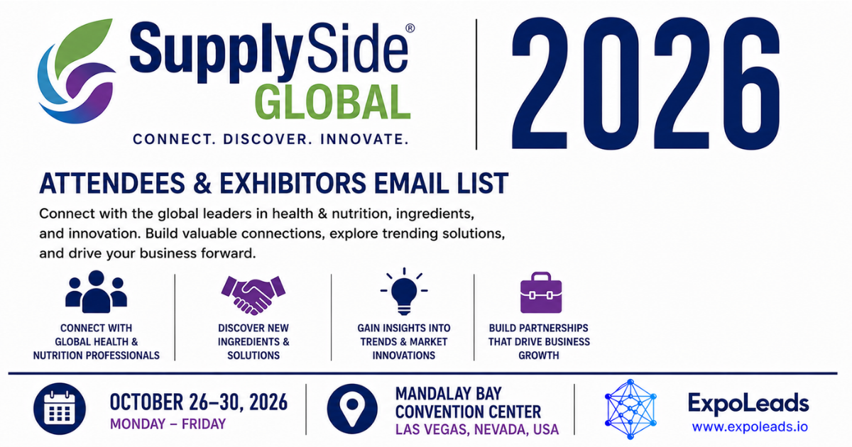 Access the SupplySide Global 2026 Attendees List & Exhibitors List to connect with nutrition professionals, product developers, suppliers, and decision-makers.