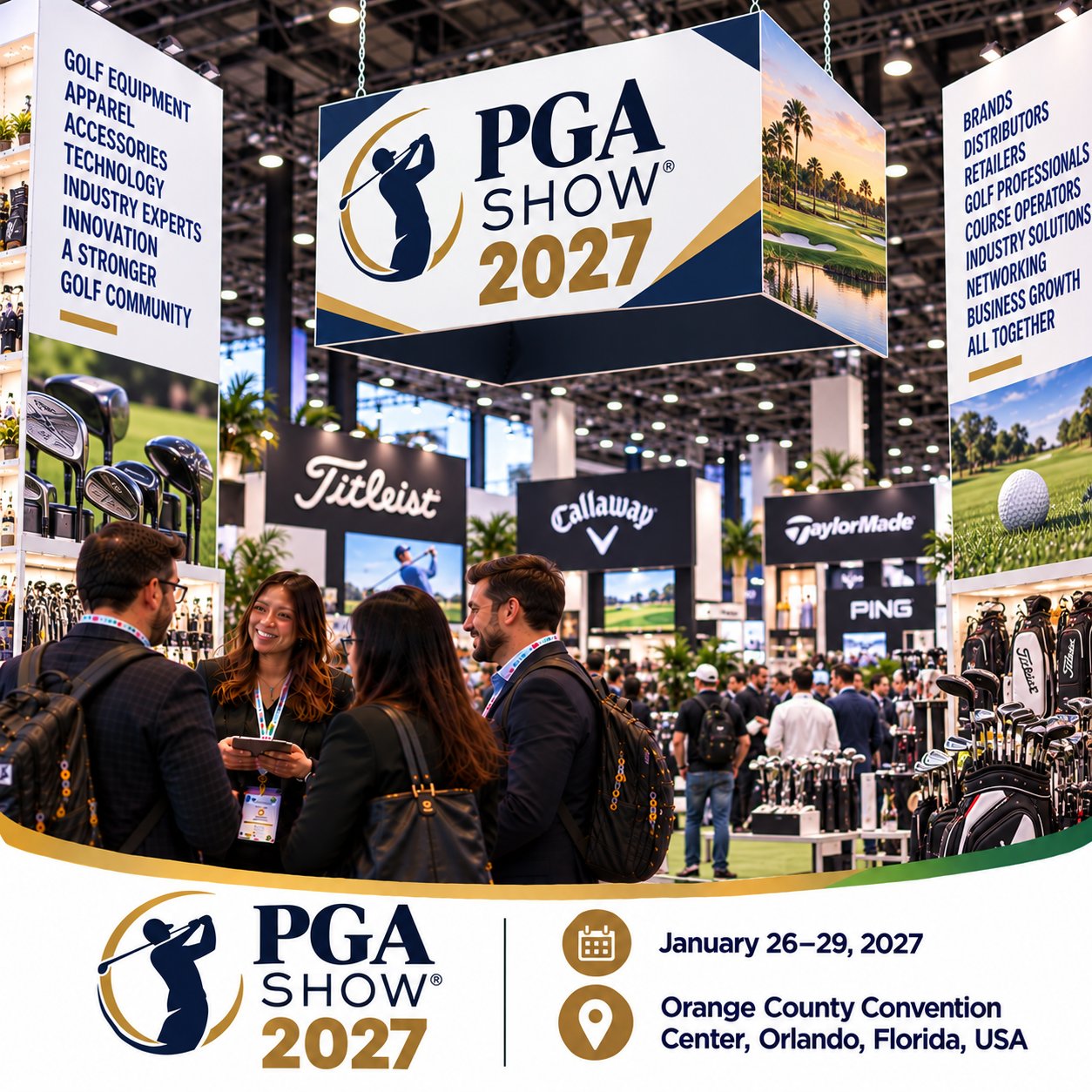 Access the PGA Show 2027 Attendees List & PGA Show 2027 Exhibitors List to identify golf industry businesses, equipment suppliers, apparel brands, sports technology providers, and potential B2B partners.